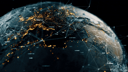 Globe with city lights seen from space.