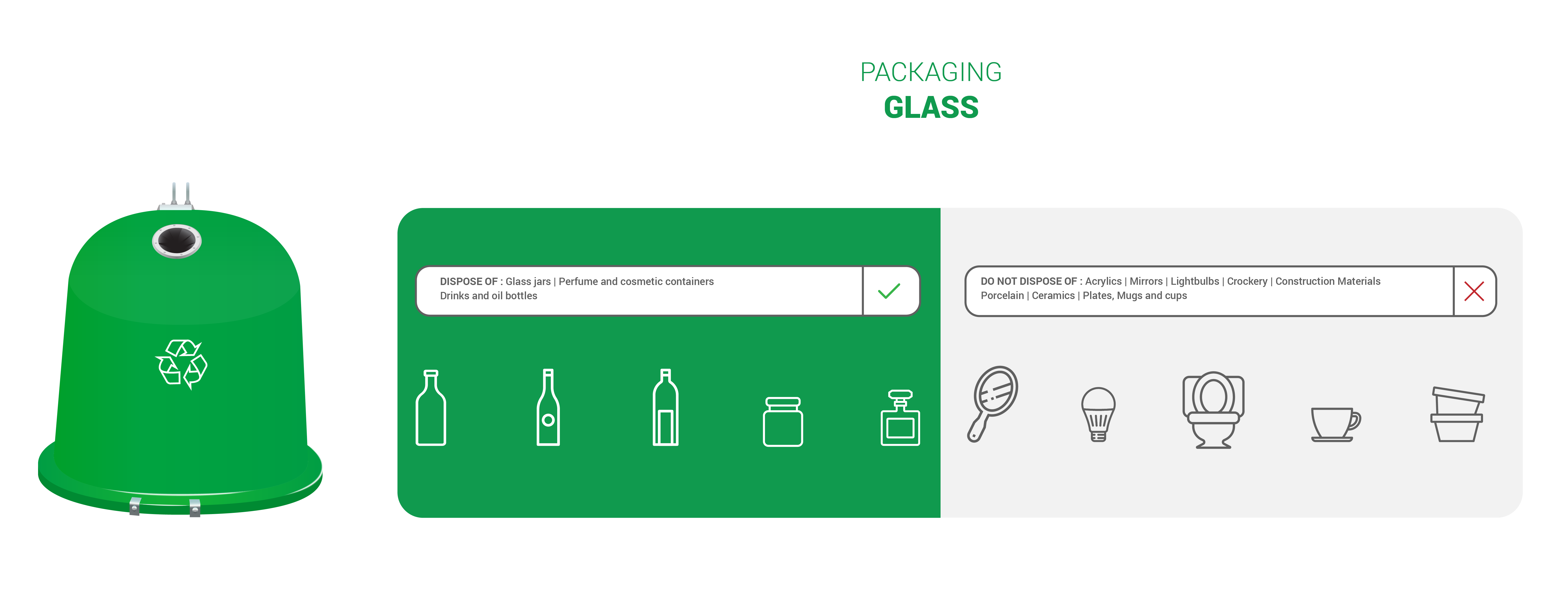 Green recycling bin – Glass