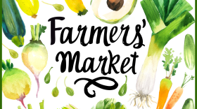 Lexington Farmers' Market Report Podcast Logo with fruits and vegetables