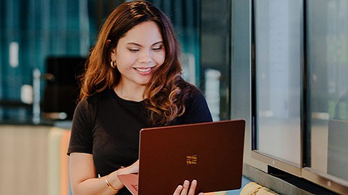 woman working on laptop