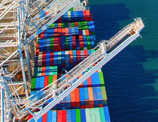 Cargo containers at port loading dock