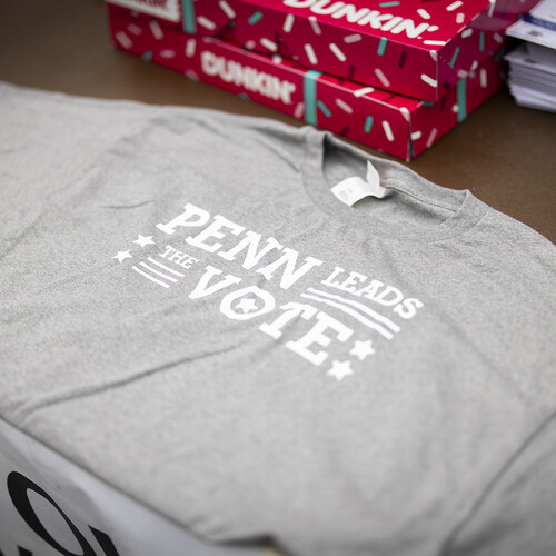 T-shirt that reads 'Penn Leads the Vote.'