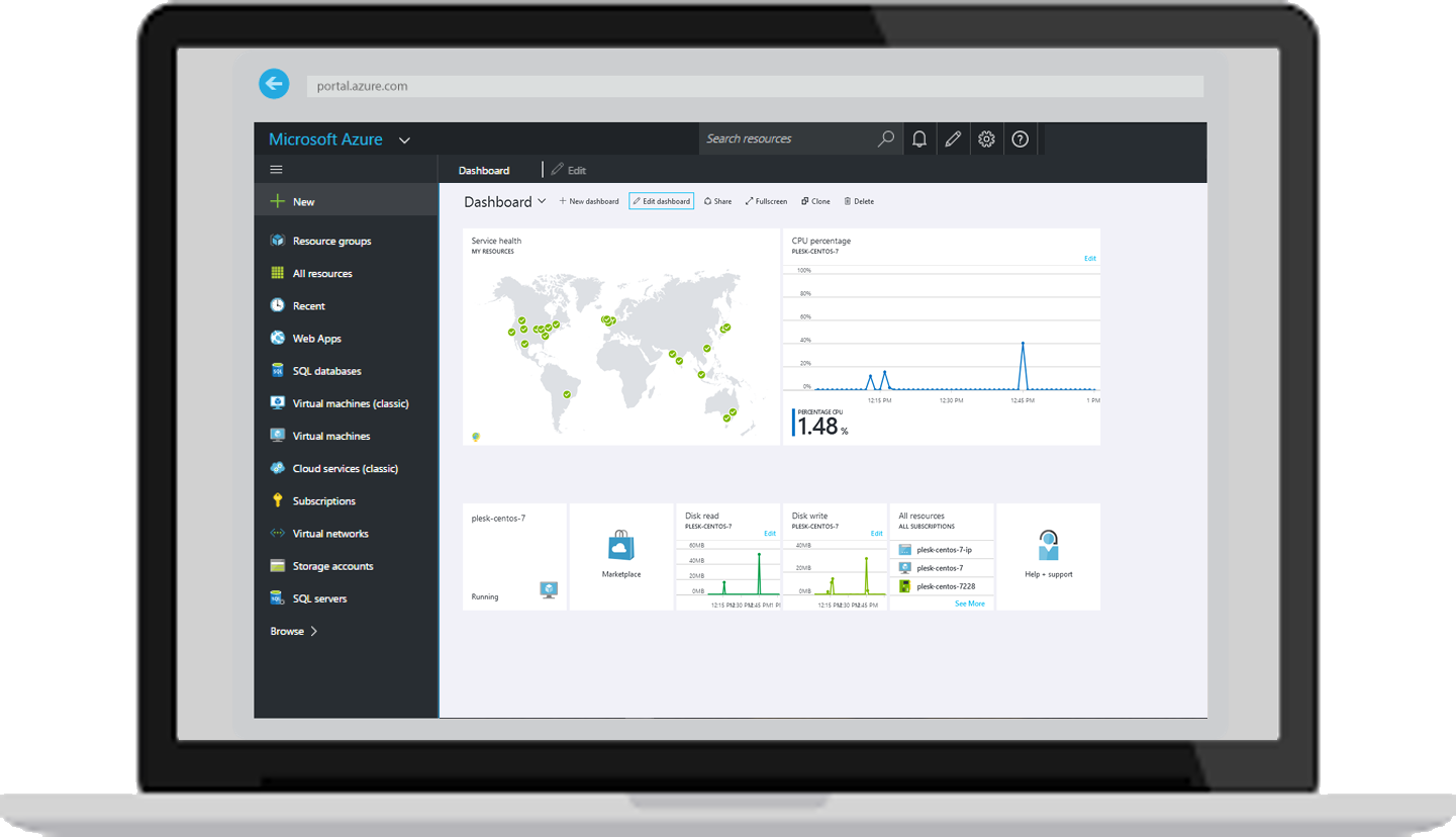 Microsoft Windows Azure Dashboard