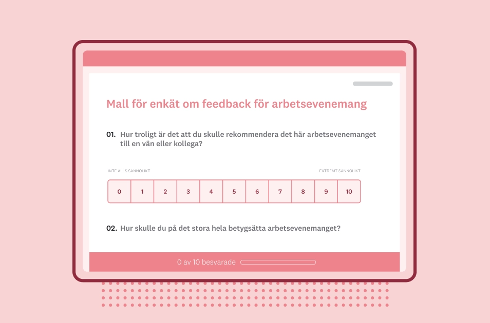 Skärmbild av SurveyMonkeys mall för enkäter om arbetsevenemang