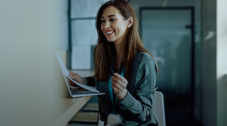 Young professional woman working on laptop