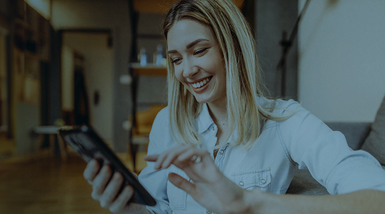 Woman browsing her phone