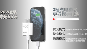 品胜（PISEN） 品胜苹果11lightning转type-c数据线iPhone12x充电转接线 苹果PD闪充线1米+20W快充PD头套装