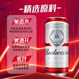 百威拉格啤酒经典醇正浓郁麦香450ml*18听啤酒整箱装