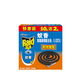 Raid 雷达蚊香 檀香型 驱虫蚊香盘 14g*10盘装