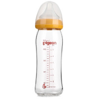 Pigeon 贝亲 经典自然实感系列 AA92 玻璃奶瓶 240ml 黄色 6月+