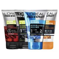 移动端、京东百亿补贴：L'OREAL PARIS 男士洗面奶控油清痘磨砂抗黑头角质深层清洁排浊洁面乳青少年控油 男士洗面奶50mlx4支