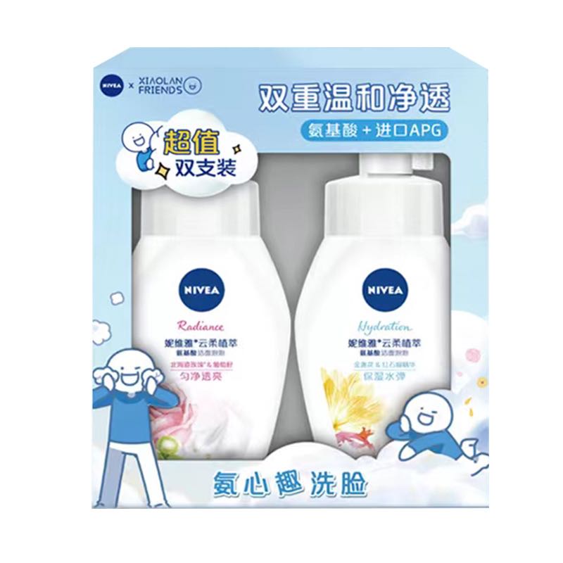 NIVEA 妮维雅 云柔植萃氨基酸洁面泡泡套装 (匀净透亮180ml+保湿水弹180ml)