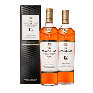 概率券、今日必买：MACALLAN 麦卡伦 12年 雪莉桶 单一麦芽 苏格兰威士忌 700ml*2瓶 双瓶装