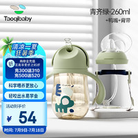 taoqibaby学饮杯鸭嘴杯PPSU宝宝吸管杯两用儿童水杯婴儿吸管奶瓶防摔 【套装款】 260ml 青芥绿+鸭嘴背带