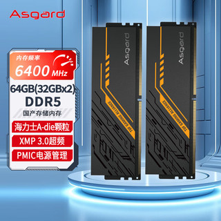 Asgard 阿斯加特 金伦加&TUF DDR5 6400MHz 台式机内存 马甲条 黑色 64GB 32GBx2 C32