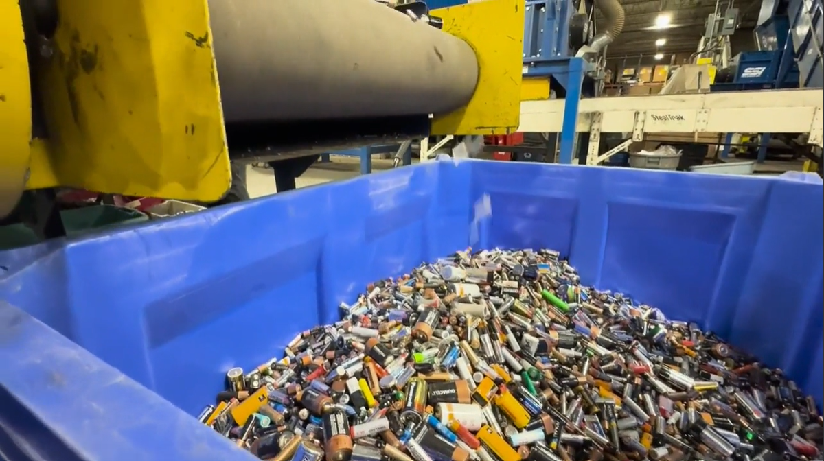 Batteries on a conveyor belt