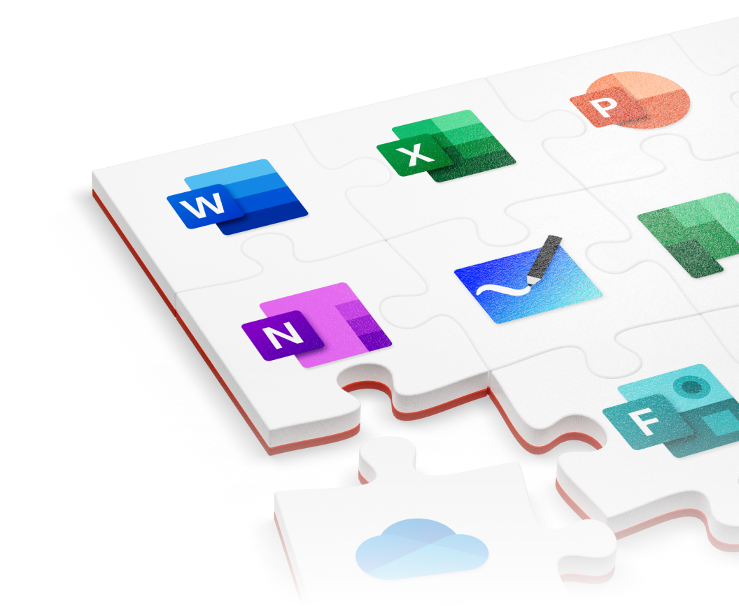 Puzzle illustration showing the interconnectedness of applications within Microsoft 365