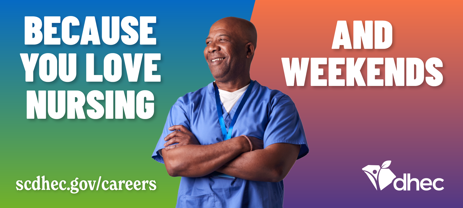 Male nurse standing with arms crossed