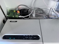 Raspberry Pi (with green case) _in situ_