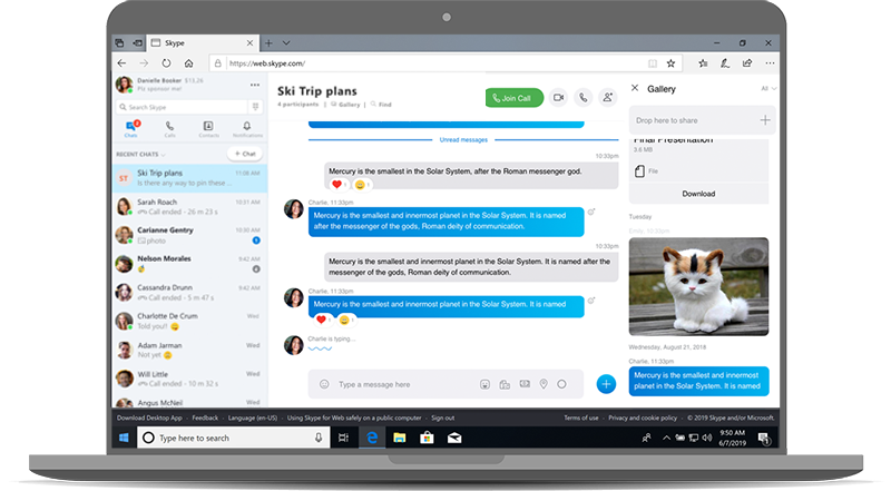 Skype web on Edge