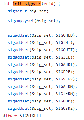 Code snippet from ProFTPd: Signal handling