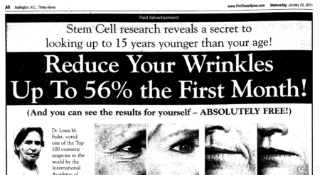 Anti-Wrinkle Cream Ads Using The Same “Reduce Up to 56%” Hook