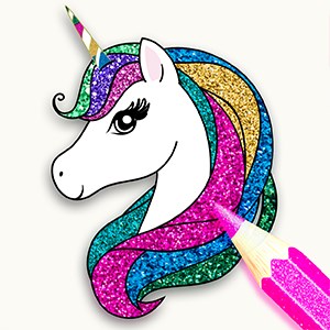 Rainbow Glitter Coloring Book - Unicorn Dash