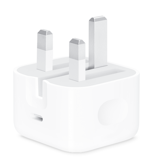 The Apple 20 watt USB‑C Power Adapter (with Type G plug) offers fast, efficient charging at home, in the office, or on the go.