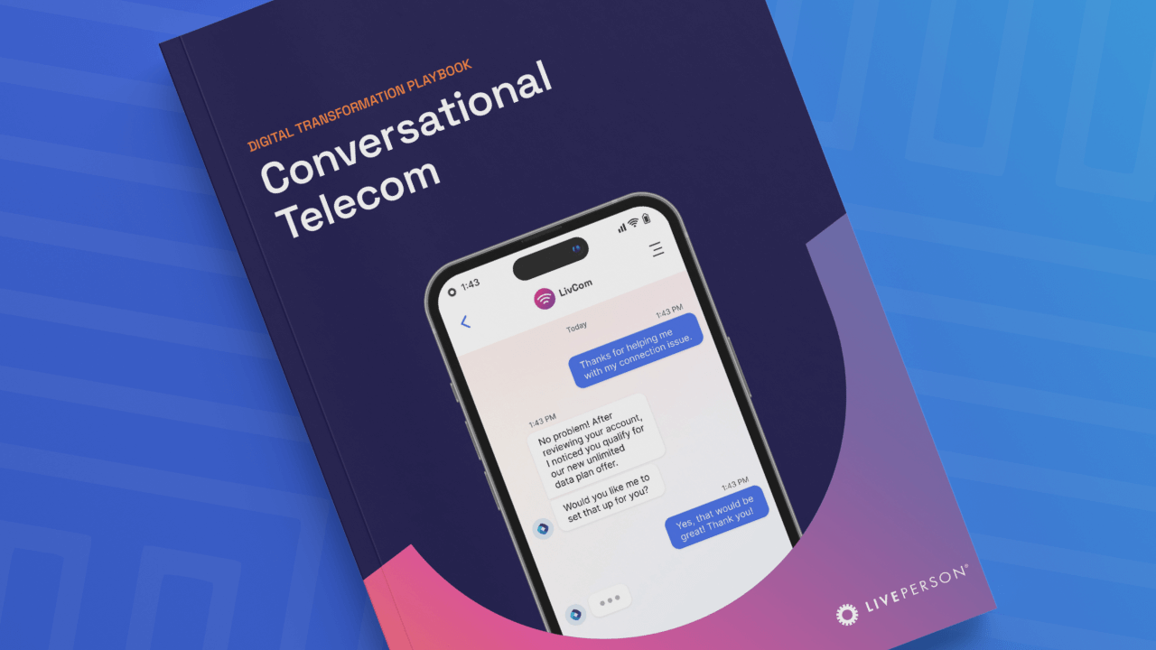 Cover of the guide to conversational AI and chatbots in the telecom industry