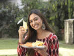 Actress Alisha Prajapati enjoys fafda-jalebi on Dussehra