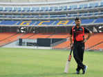 Cricketer Priyank Panchal trains at Narendra Modi Stadium