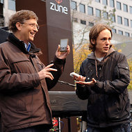 Bill Gates introduced the Zune at an event in Seattle in 2006. Also pictured is John Richards, a D.J. at a local radio station.