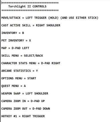 Torchlight II JoyToKey Xbox Controller Map