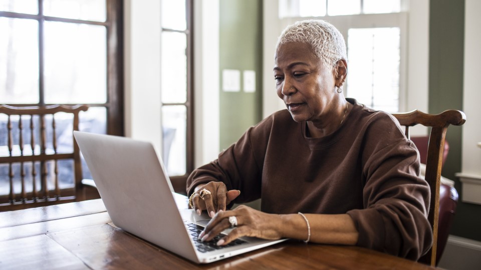 Woman using a laptop