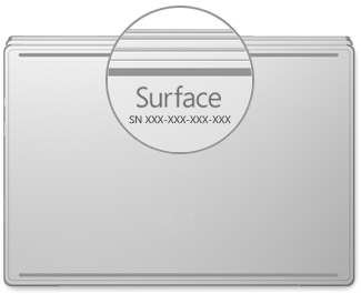 ตำแหน่งหมายเลขลำดับประจำสินค้าบน Surface Book