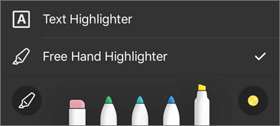 การตั้งค่าปากกาเน้นมาร์กอัป PDF ของ OneDrive สําหรับ iOS