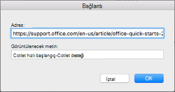 Mac’te Köprü iletişim kutusu.