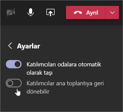 Teams'de tartışma odaları ayarları