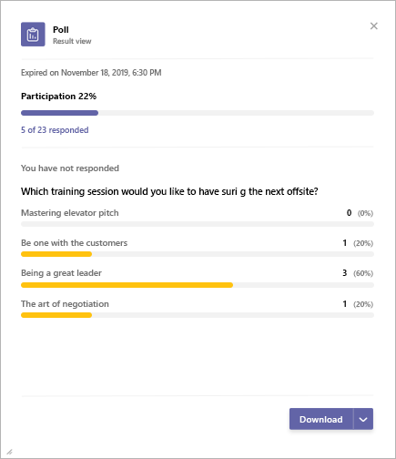 Microsoft Teams Anket uygulaması sonuçları