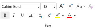 Web için PowerPoint şeridindeki Yazı Tipi menüsündeki seçenekler.