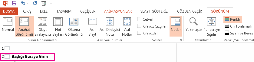 Slayt 2'nin başlığı vardır.