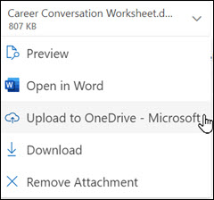 yeni Outlook OneDrive'a yükleme penceresi