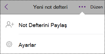 iPhone'da Not Defterleri'ndeki Ayarlar düğmesi.