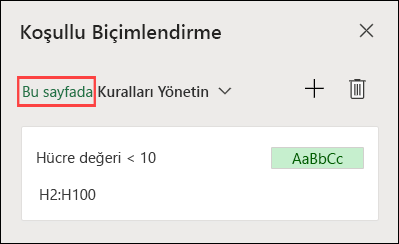 Görev bölmesinde Kuralları yönet