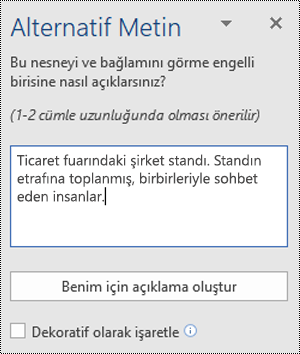 Windows için Word’de Alternatif Metin iletişim kutusu