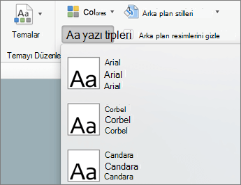 Asıl Slayt sekmesinde Yazı Tipleri'ne tıklayın