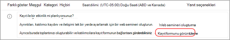 Kayıt formunu görüntüle'yi seçin