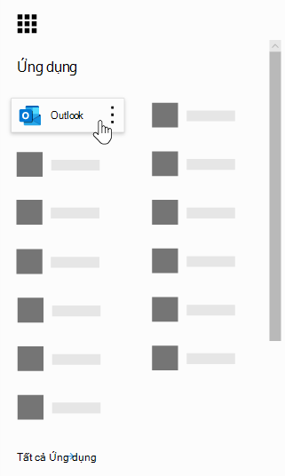 Công cụ khởi động ứng dụng Microsoft 365 với ứng dụng Outlook được tô sáng.