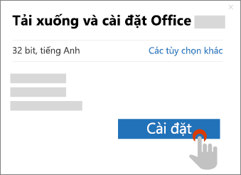 Hiển thị nút Cài đặt trong hộp thoại Tải xuống Office