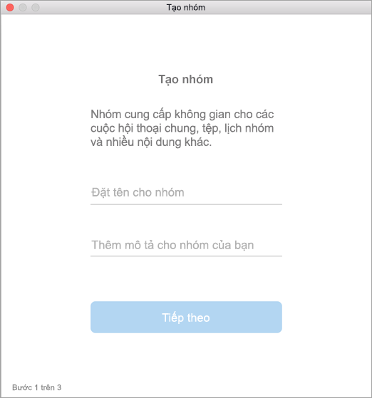 Hiển thị giao diện người dùng tạo nhóm trong máy Mac